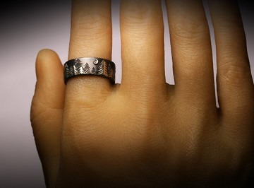 月亮樹影雙色戒指