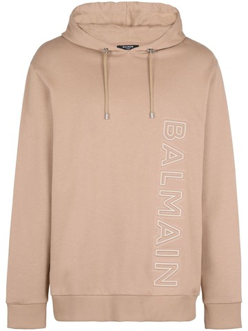 Balmain - logo-embossed hoodie - men - Cotton - L - Neutrals
