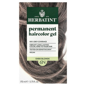 Herbatint, 長期草本染髮凝膠，6N，暗金色，4.56 液量盎司（135 毫升）
