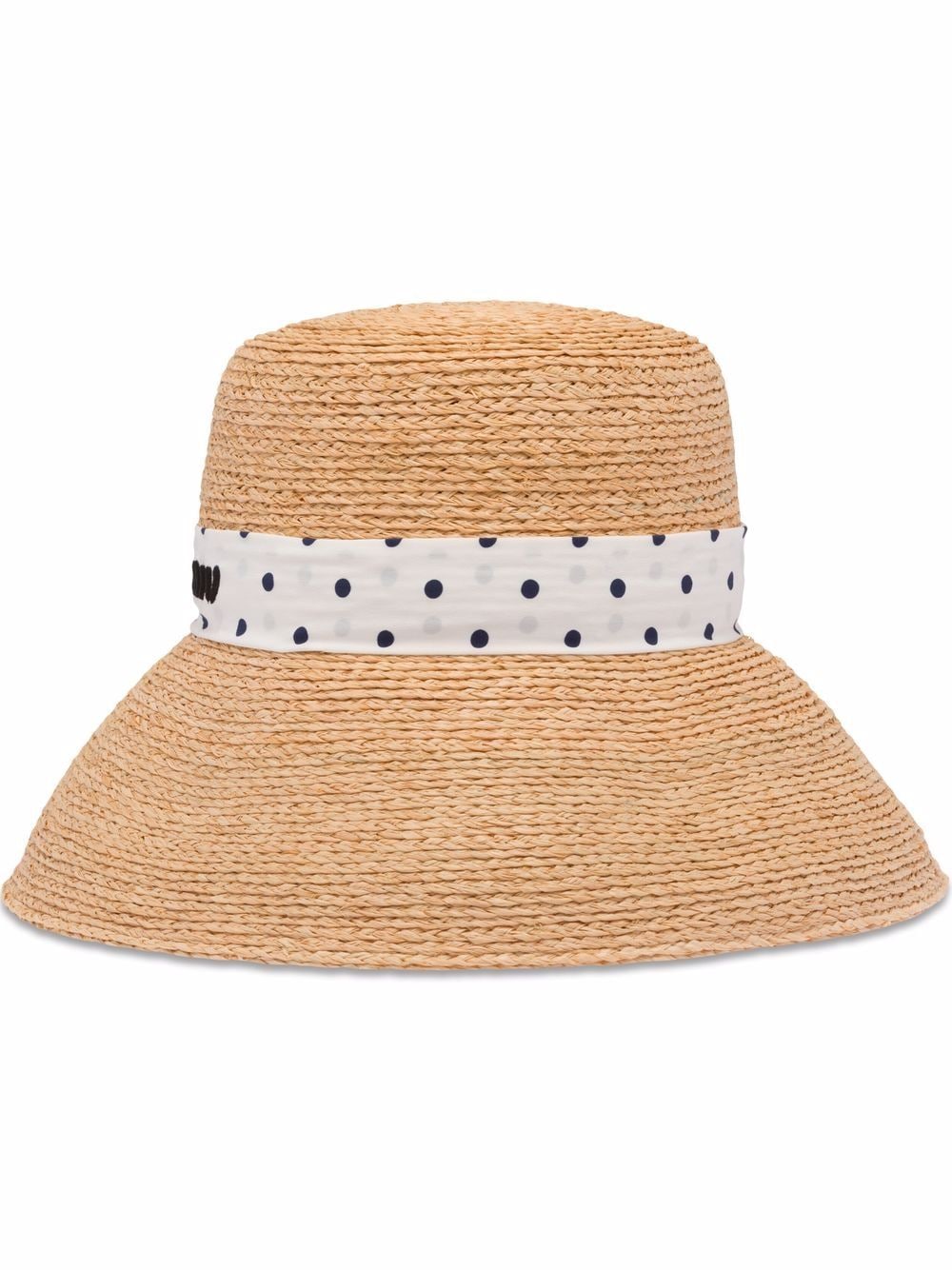 Miu Miu - logo-print straw sun hat - women - Straw/Silk - S - Neutrals