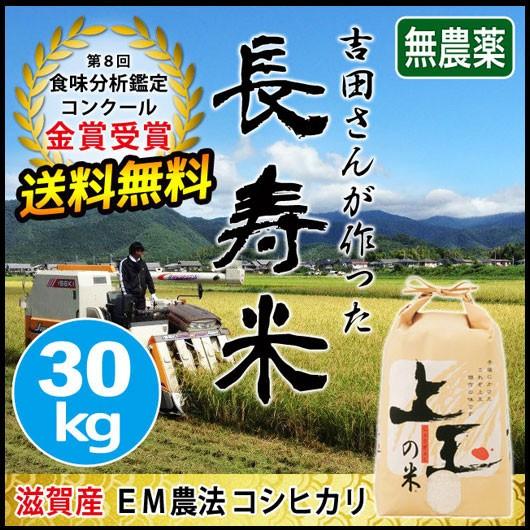 新米 米 お米 30kg 長寿米 コシヒカリ 無農薬 令和5年産 2023年産 吉田農園 滋賀県産 白米 玄米 送料無料