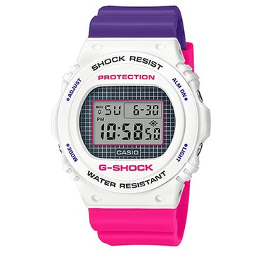 CASIO 卡西歐 G-SHOCK 25週年90年代經典亮彩醒目運動腕錶 DW-5700THB-7