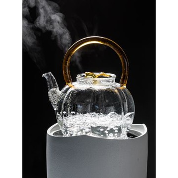 君器耐熱玻璃小南瓜壺花茶壺泡茶家用養生壺電陶爐用耐高溫煮茶壺