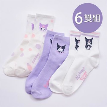【ONEDER】三麗鷗 酷洛米長襪 中筒襪 酷洛米親子襪 女長襪  款式隨機KU-A301 15-18/19-21/22-26cm-6雙組