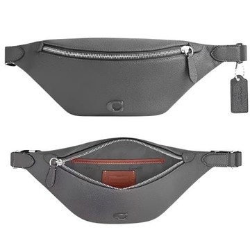 【COACH】新款 大C LOGO 小款荔枝皮革胸背包斜背包 大象灰