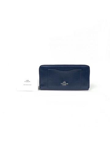 coach 藍色 Accordion Zip Wallet 荔枝紋皮革長夾 錢包