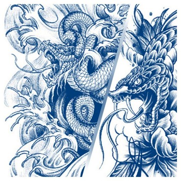 【哈狼族】果汁紋身貼紙/TTa/毒蛇系列 腹蛇 180*110mm刺青貼紙 持續1-2星期 植物染色