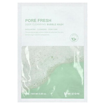 Mizon, 清新毛孔，深層清潔泡沫美容面膜，1 片面膜，0.88 盎司（25 克）