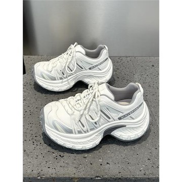 歐貨真皮厚底老爹鞋女2026春季新款透氣小個子增高戶外運動休閑鞋