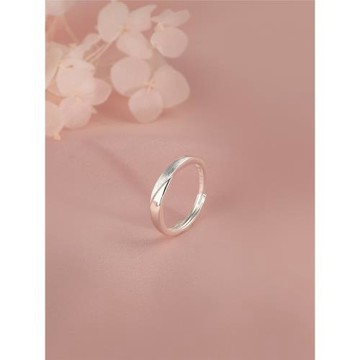 艷炟莫比烏斯戒指女純銀單個小眾設計高級999純銀素圈戒指開口戒