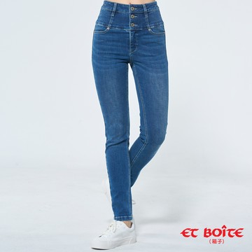 【8折▿】魔力高腰丹寧排扣窄直褲(藍) -  BLUE WAY ET BOîTE 箱子