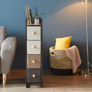 Home&Me 抽屜櫃 20cm 窄身收納櫃 夾縫櫃  黑色 + 白色 + 棕色  4層