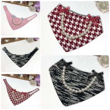 大型犬甜美口水巾金毛珍珠項鏈圍巾阿拉結婚飾品泰迪圍脖寵物可調