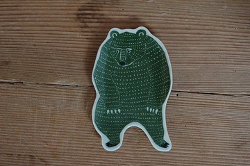 【倉敷意匠】カタ カタKATA KATA 印判手瓷盤 - 綠色大熊94722-04