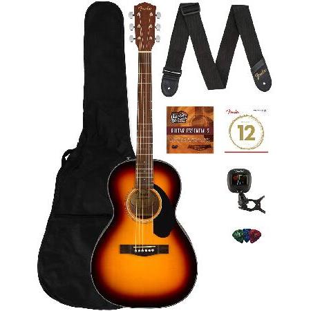 Fender CP-60S Solid Top Parlor Acoustic Guitar Sunburst Bundle