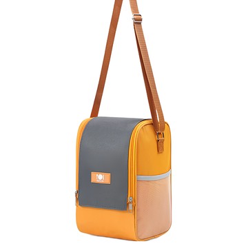 iSFun 便當保溫 大容量防水耐髒長方保溫便當袋  28 x 19 x 4cm  1個  灰橘色