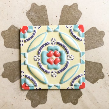 四季_金秋 馬約利卡花磚立體磁鐵+明信片組