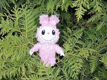 粉色兔兔怪獸鑰匙圈吊飾 可愛阿米古魯米玩具 Labubu 手作