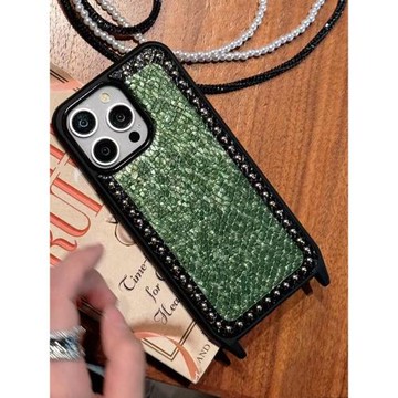 奢華真皮蘋果15proamx手機殼適用iPhone14硅膠套防摔全包12pro高級感皮質蛇紋16promax斜挎可背單肩13max女15