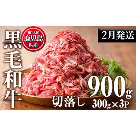 ふるさと納税 No.1015-2402 ＜2024年2月中に発送予定＞鹿児島県産黒毛和牛切落し(計900g・300g×3P) 鹿児島県日置市