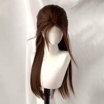 女生假髮🌻【許妍同款】假髮女仿真氣質中分長直髮日常焦糖暖棕色整頂假髮整頂假髮 假髮 空氣劉海 假髮女長假髮 女生假髮