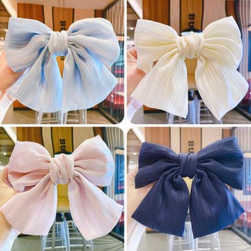 可愛金絲蝴蝶結發夾布藝彈簧夾少女后腦勺夾子頭飾兒童發卡子發飾