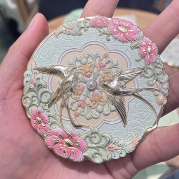 熱賣中西安博物院物文創化妝鏡雲雀鏡高顏值國風自制收藏宮廷化妝隨身鏡