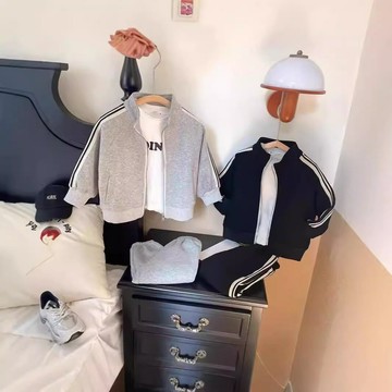 童裝男童春秋套裝2024新款兒童男寶寶韓版休閑運動外套衛褲兩件套(鑫弘-萌寶童裝)可開發票