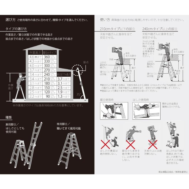 長谷川工業 はしご兼用伸縮脚立 RYZ-09c 3尺 ワンタッチバー 脚部伸縮