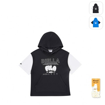 【FILA】KIDS 孩童款 吸濕排汗 短袖連帽T恤-黑色 1TEZ-4704-BK