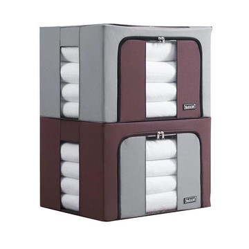 大號66L買1送1鋼架收納箱牛津布 衣服棉被整理儲物百納箱無紡布