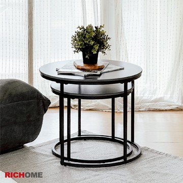 RICHOME TWIN雙圓茶几 客廳茶几 組合桌 大小圓桌 矮桌 岩板桌面 邊桌 組合茶几 YCJ5345T