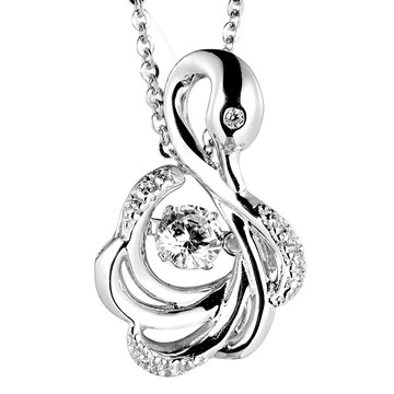 Crossfor Dancing Stone系列 純銀懸浮閃動項鍊  天鵝美人