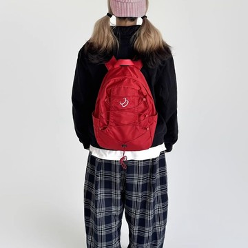 Bag House👜 自製原創2025新款小衆ins紅色拚接森係雙肩包學生包 開年紅包包  後背包 書包