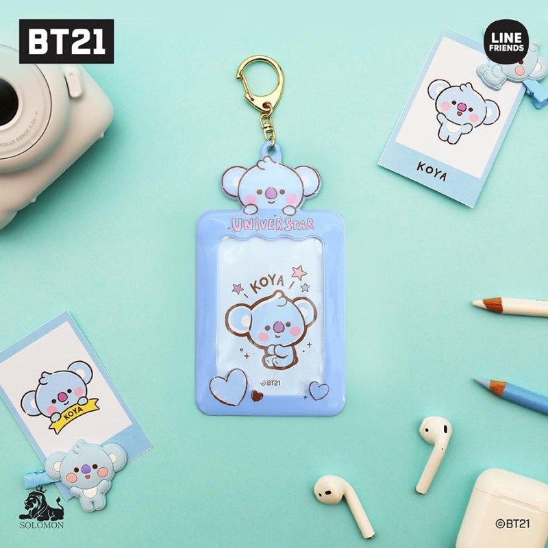 50OFFセール ：】 ソロモン商事 BT21 FKA_フォトカードキーホルダー (ステッカー付き) PHOTO CARD KEY HOLDER  パスケース トレカケース LINEショッピング