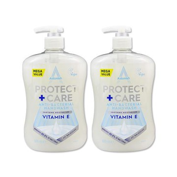 (2瓶超值組)英國Astonish-植物性溫和親膚潤澤潔淨香氛洗手乳600ml/按壓瓶-維他命E(白)(手部去污淨味護理清潔露,純素配方全膚質適用)