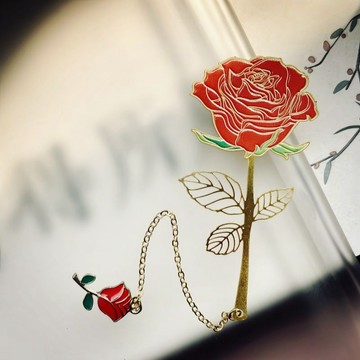 臺灣出貨🤩玫瑰花金屬書籤吊墜流蘇古典花卉書籤贈師友人商務禮品書籤