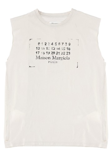 maison margiela top with logo print