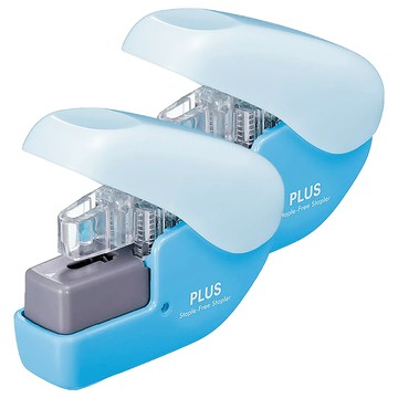 PLUS 普樂士 無針訂書機 省力結構設計 適用於紙張四邊或四角  藍色  2個