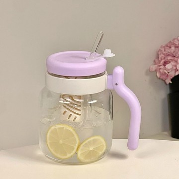✨精選好物✨高顏值吸管杯子辦公室 耐高溫玻璃杯 玻璃杯女生茶水水杯 玻璃杯 吸管水杯 分離茶杯 大容量水杯