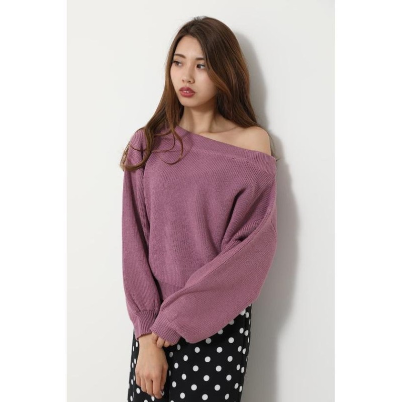 リエンダ Off Shoulder Ribbon Knit Top レディース パープル Free Rienda 通販 Lineポイント最大get Lineショッピング