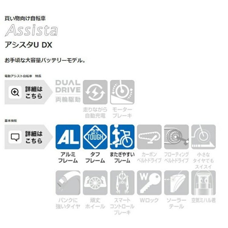 アシスタUDX A6XC41 電動自転車 完全組立 26インチ 内装3段変速