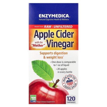 Enzymedica, 蘋果醋（含醋母），120 顆膠囊（每顆 355 毫克）
