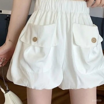 運動短褲 沙灘短褲 跑步褲 瑜伽褲 休閒褲 海灘褲 女裝 燈籠短褲花苞燈籠褲夏季新款鬆緊小個子高腰寬鬆百搭南瓜休閒蓬蓬