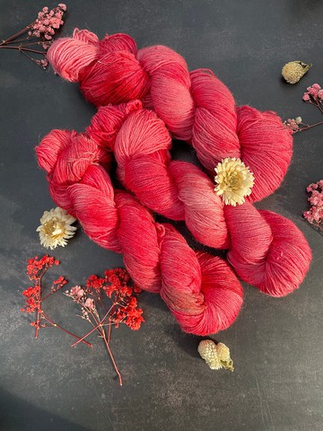 手染線幼羊駝毛-花紅