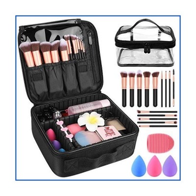 【新品】Makeup Travel Case, Makeup Case with DIY Adjustable Divider Cosmetic Train Bag 10.3" Organizer Perfect Set Contain 14pcs Premium