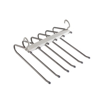 Sunday Life 多功能防滑不鏽鋼6層折疊收納褲架 - 以一抵六 節省空間 厚實耐用  白色  1個