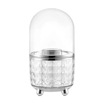 分格式360度旋轉防塵化妝品刷具收納盒  銀色  1個