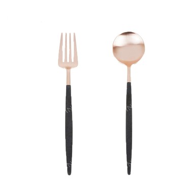 Cutipol 葡萄牙 GOA ROSE系列-黑玫瑰金霧面不銹鋼-18.5cm點心叉 點心匙2件組 湯匙 叉子