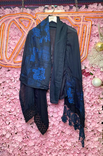 OTT只此一件•Unique日系麻棉手編手織手鈎印花蕾絲頸巾披肩圍巾